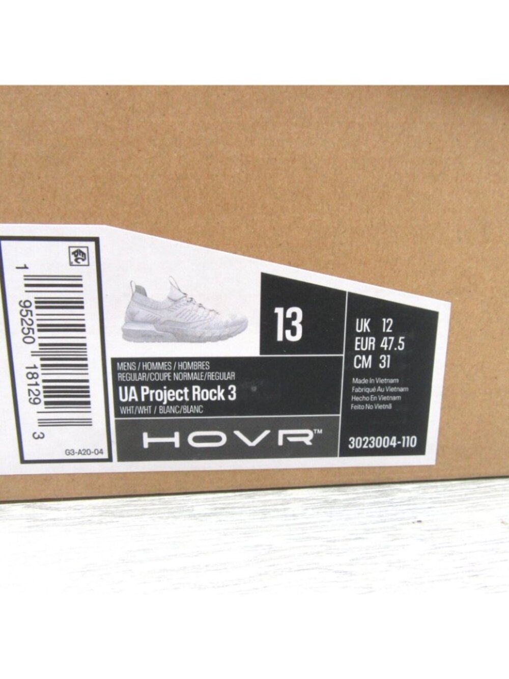 Under Armour Project Rock 3 Training Shoes Mens Size 13 White NEW - Picture 14 of 15